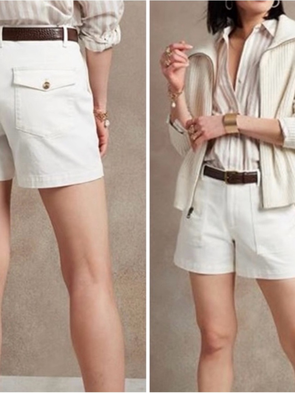 Banana Republic White High-Rise Cotton Shorts